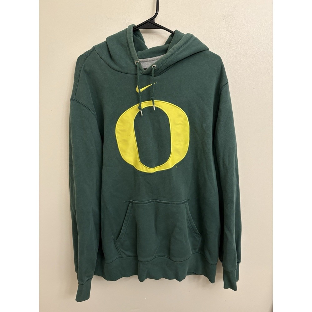 Nike Oregon Ducks Green & Yellow Center Swoosh Hoodie Mens Size 2XL Y2K